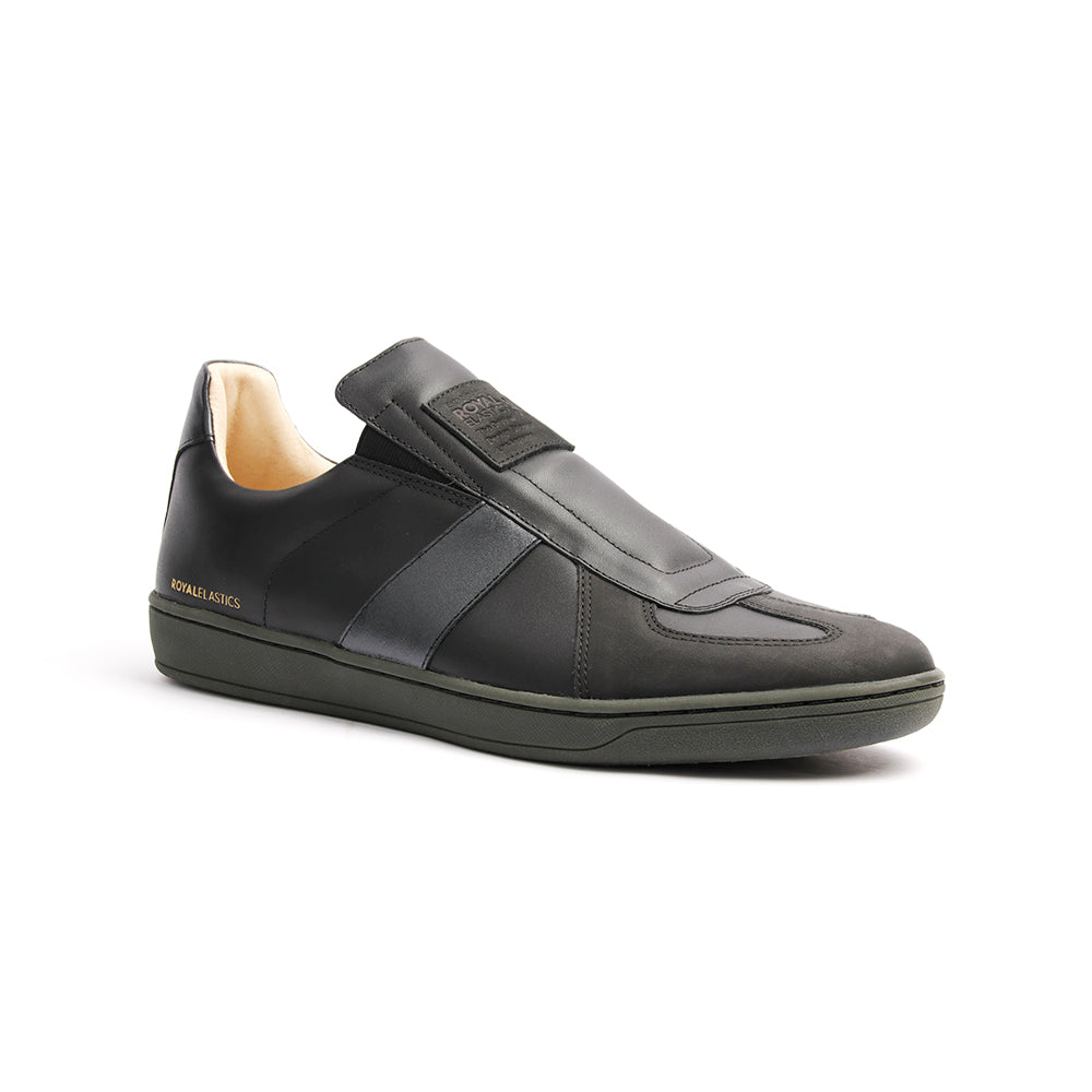 Men's Smooth Black Leather Low Tops 01593-999