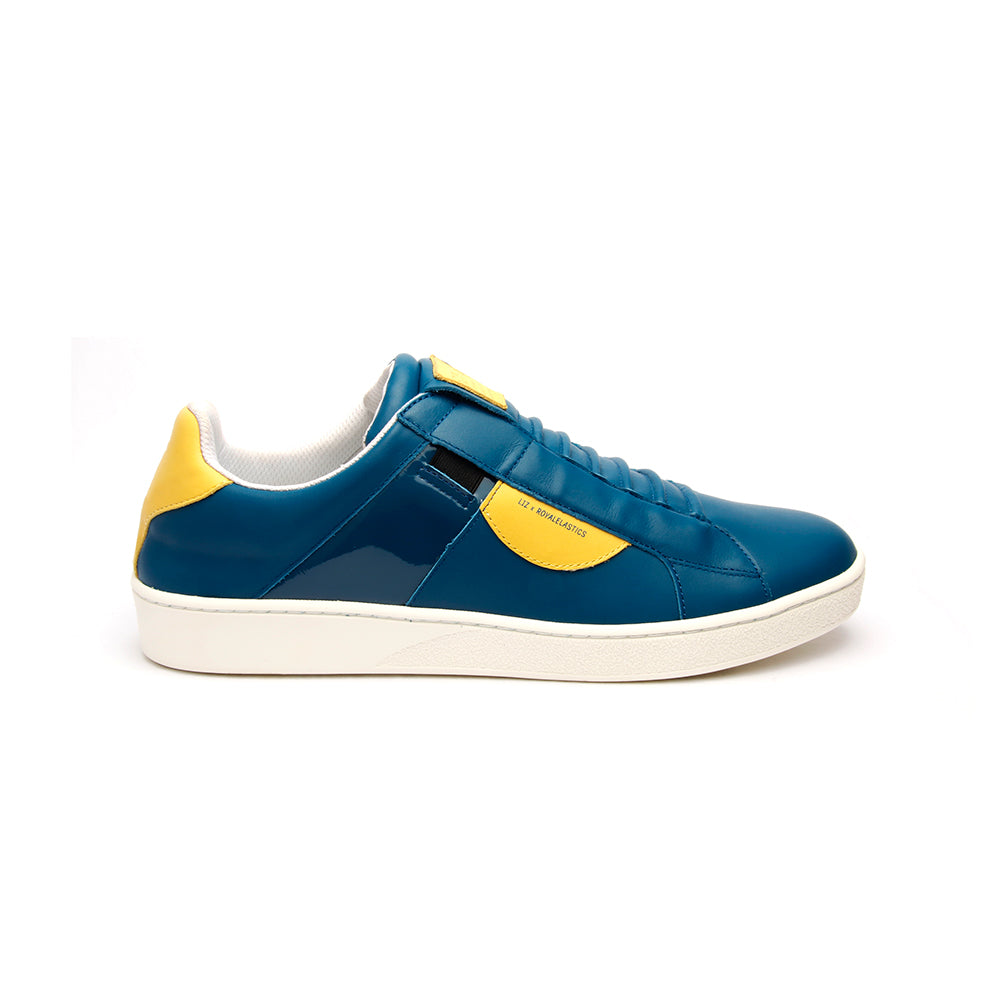 Men's Icon Dots Blue Yellow Leather Sneakers 02984-553