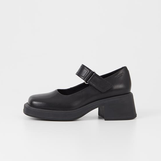 DORAH Black Leather Mary Janes