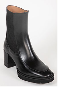 SHARON Black Leather Ankle Boots