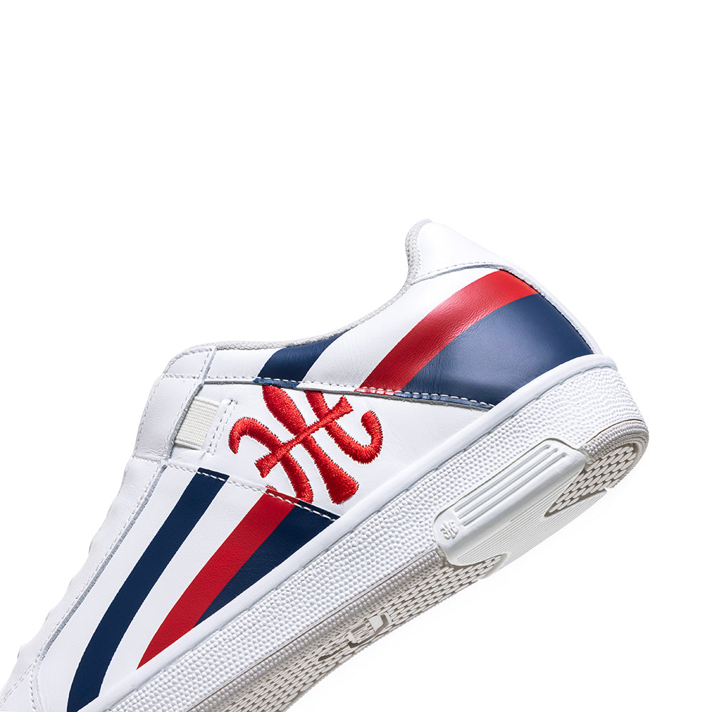 Men's Icon Cross White Red Blue Logo Leather Sneakers 01931-051