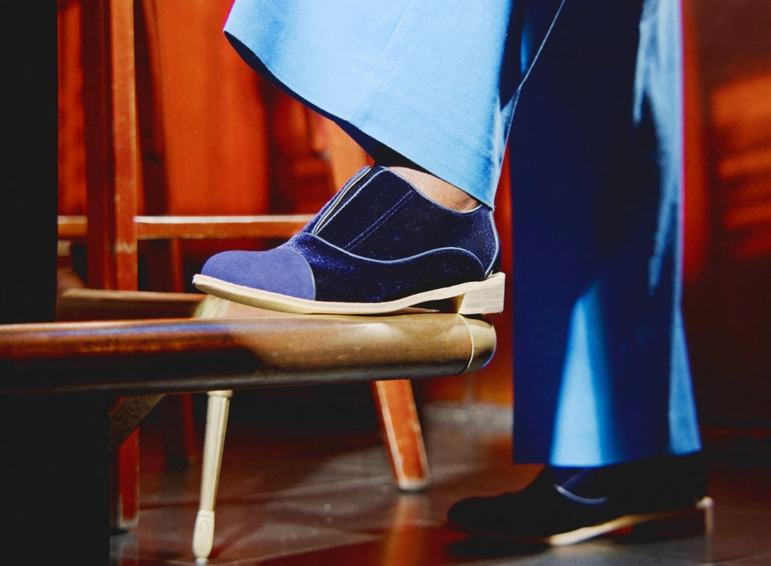 NIGHT CAP Navy Velvet Oxfords