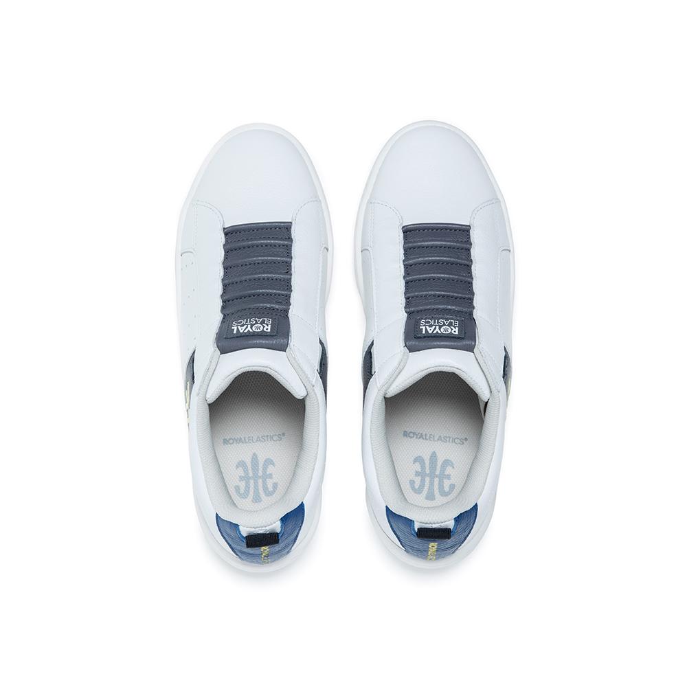 Men's Icon 2.0 White Gray Blue Logo Leather Sneakers 06512-085