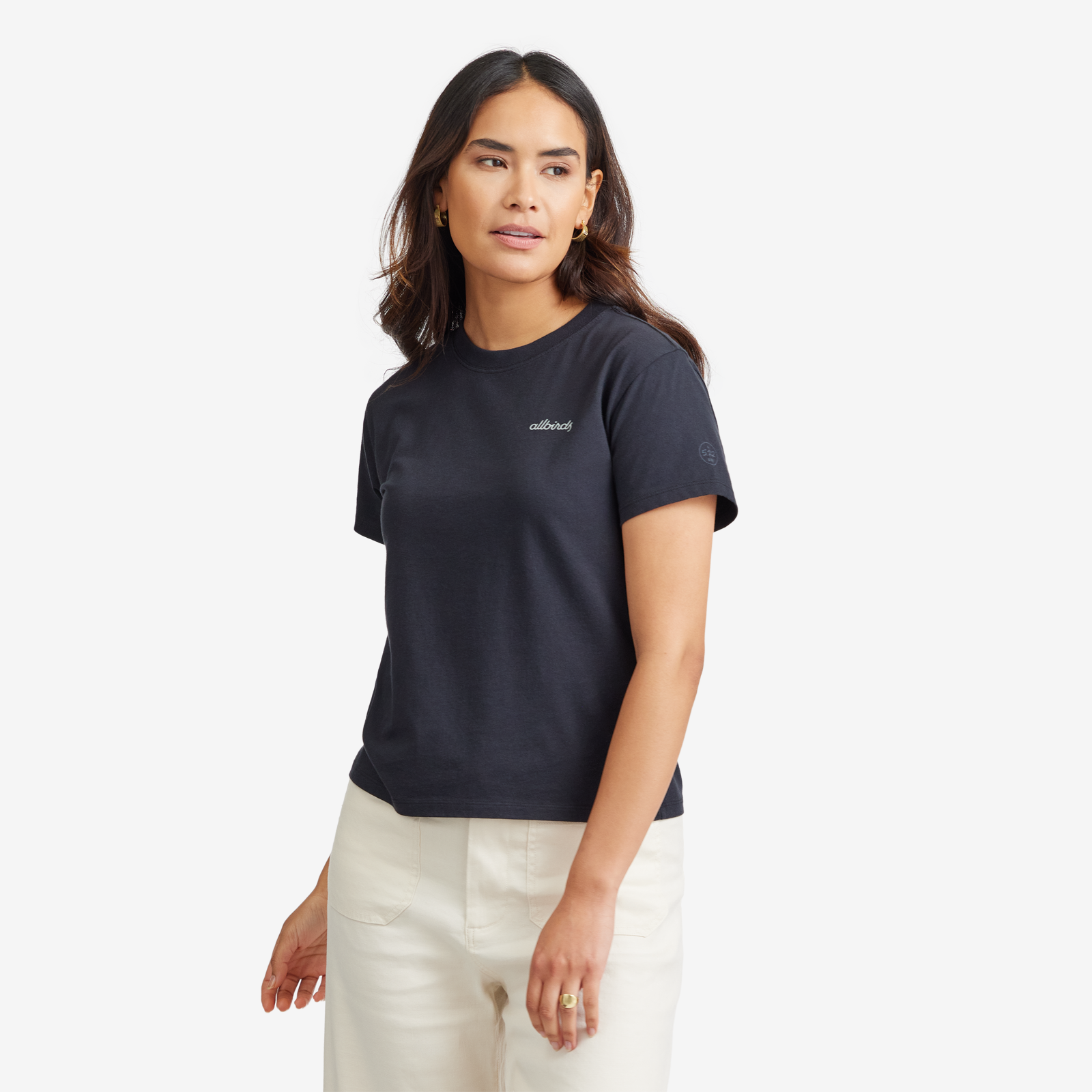 Women's Organic Cotton Tee - Logo - Natural Black