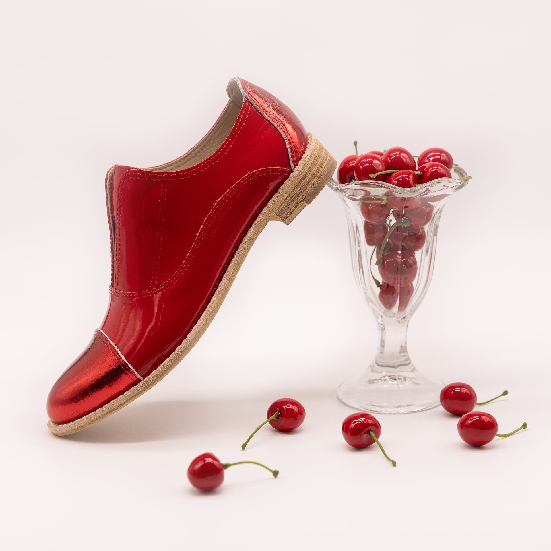 CHERRY ON TOP Red Patent Leather Oxfords