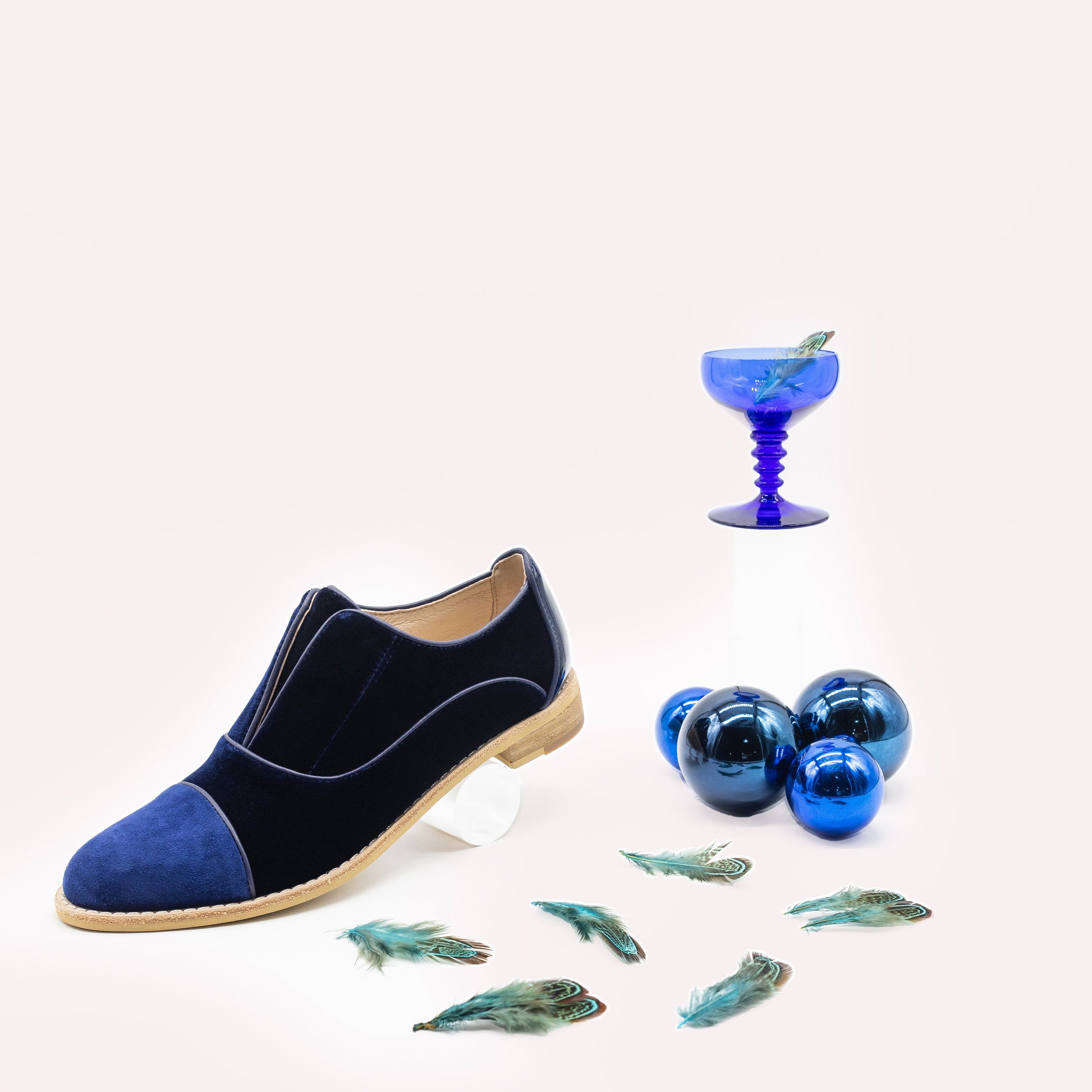 NIGHT CAP Navy Velvet Oxfords