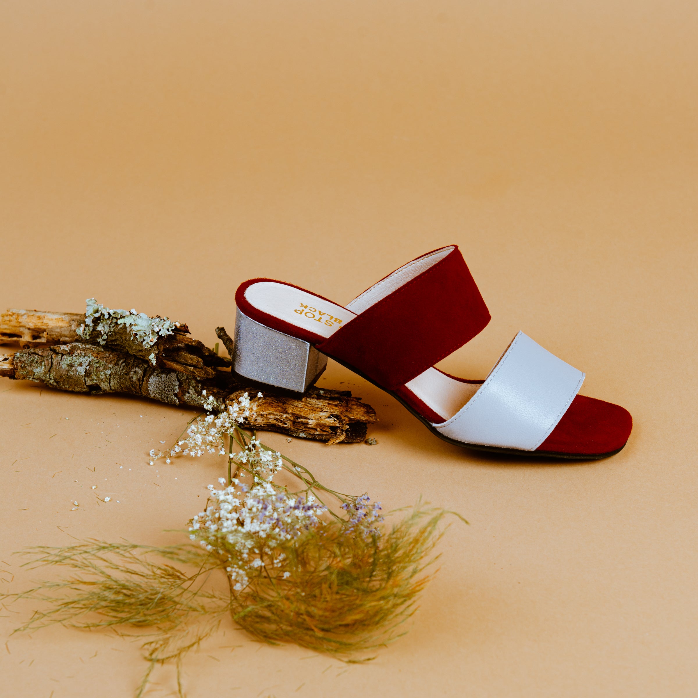 LAVA Red Suede & Grey Leather Sandals