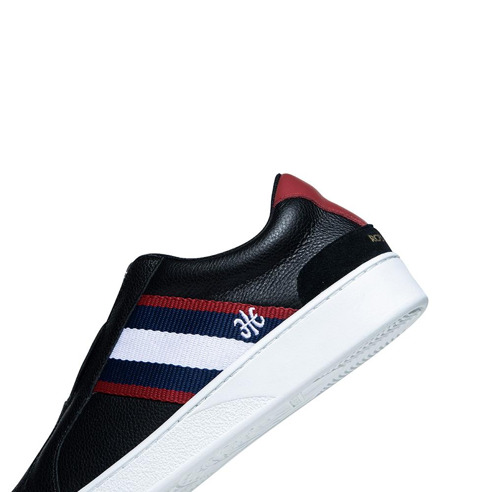 Men's Bishop Black Red Blue Leather Sneakers 01712-910