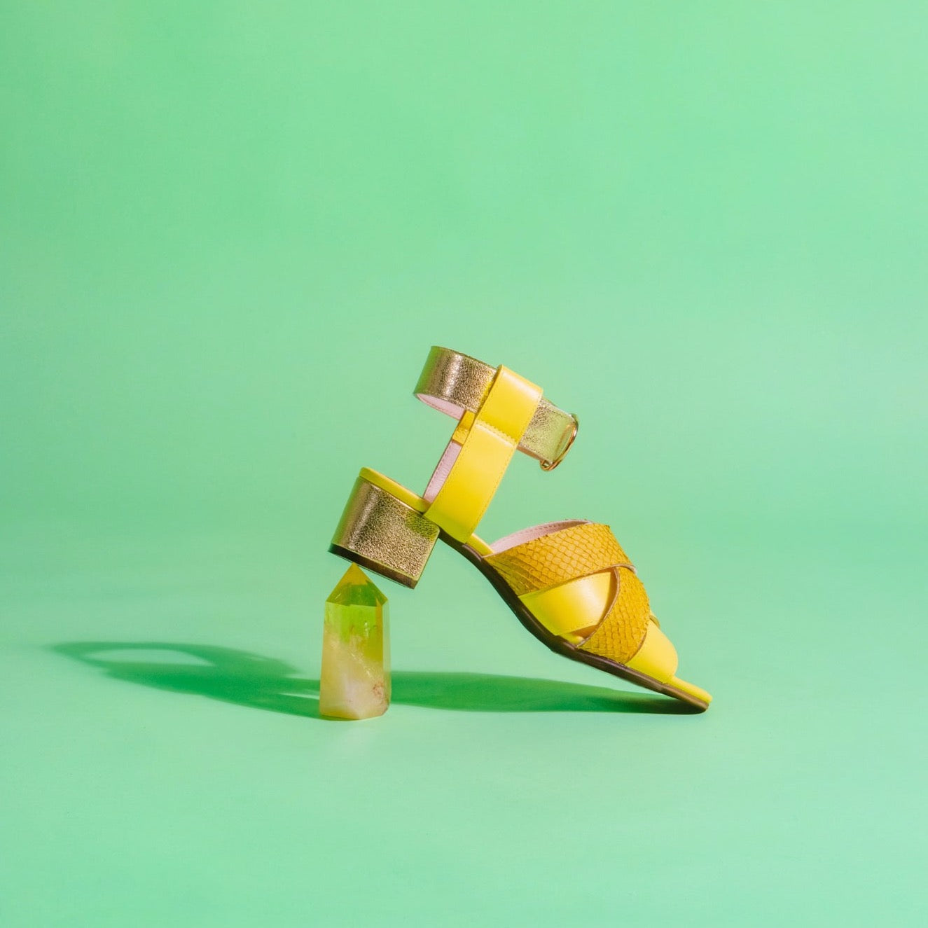 AMBER Yellow Strappy Sandals