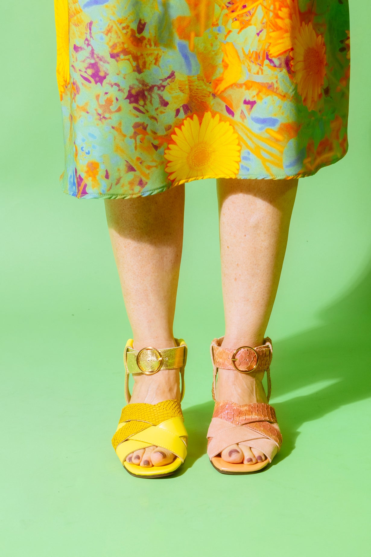 AMBER Yellow Strappy Sandals