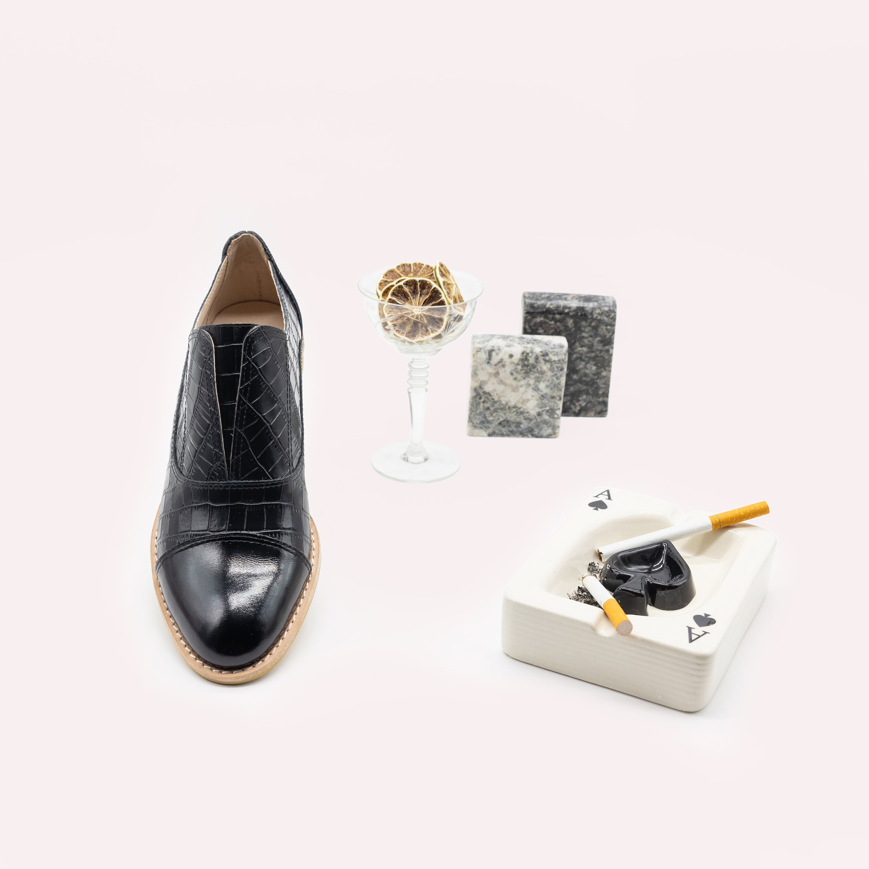 CLOSING TIME Black Leather Oxfords