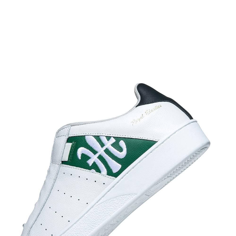 Men's Icon White Green Logo Leather Sneakers 01912-049