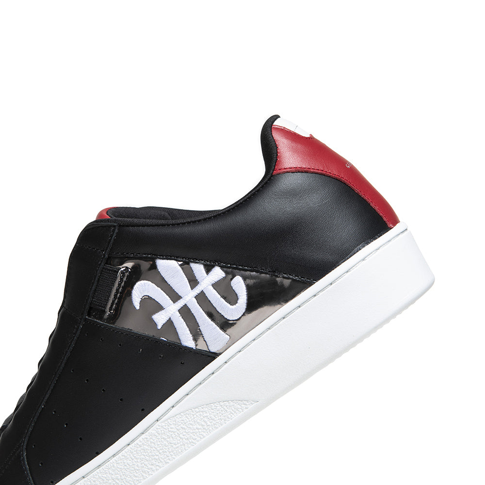 Men's Icon Black Red White Leather Sneakers 01903-991