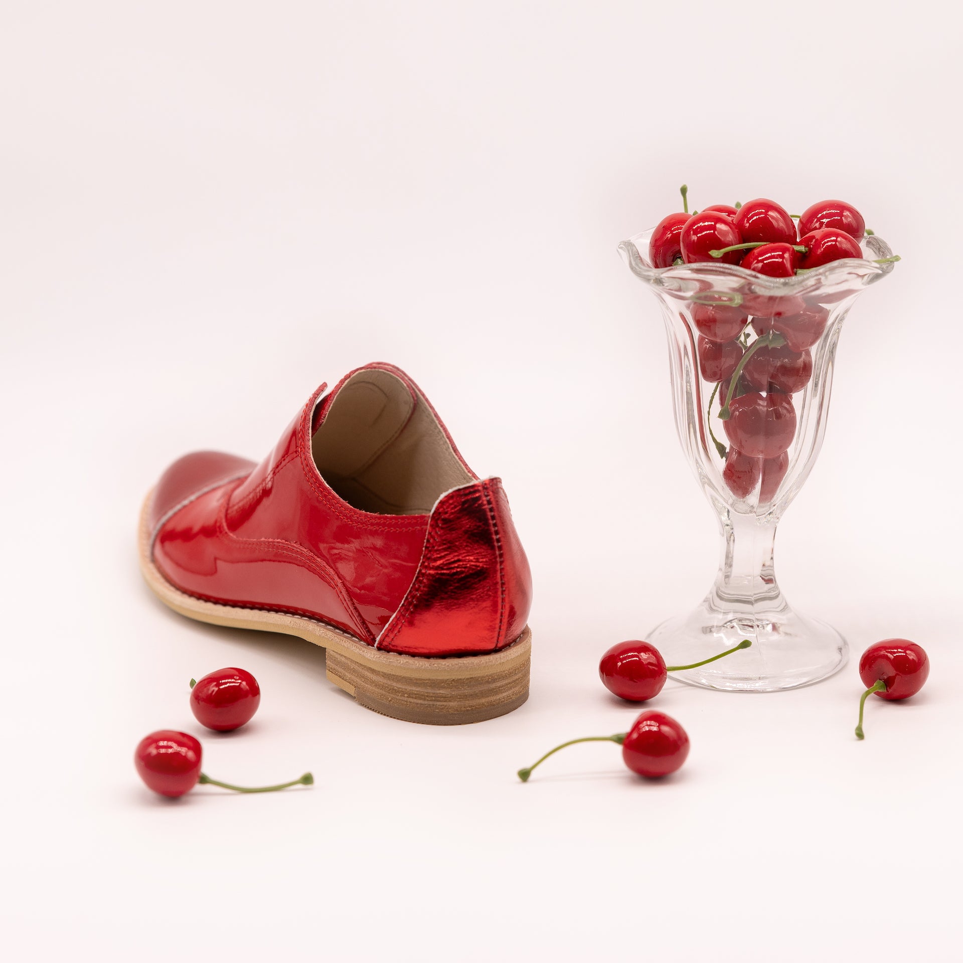 CHERRY ON TOP Red Patent Leather Oxfords