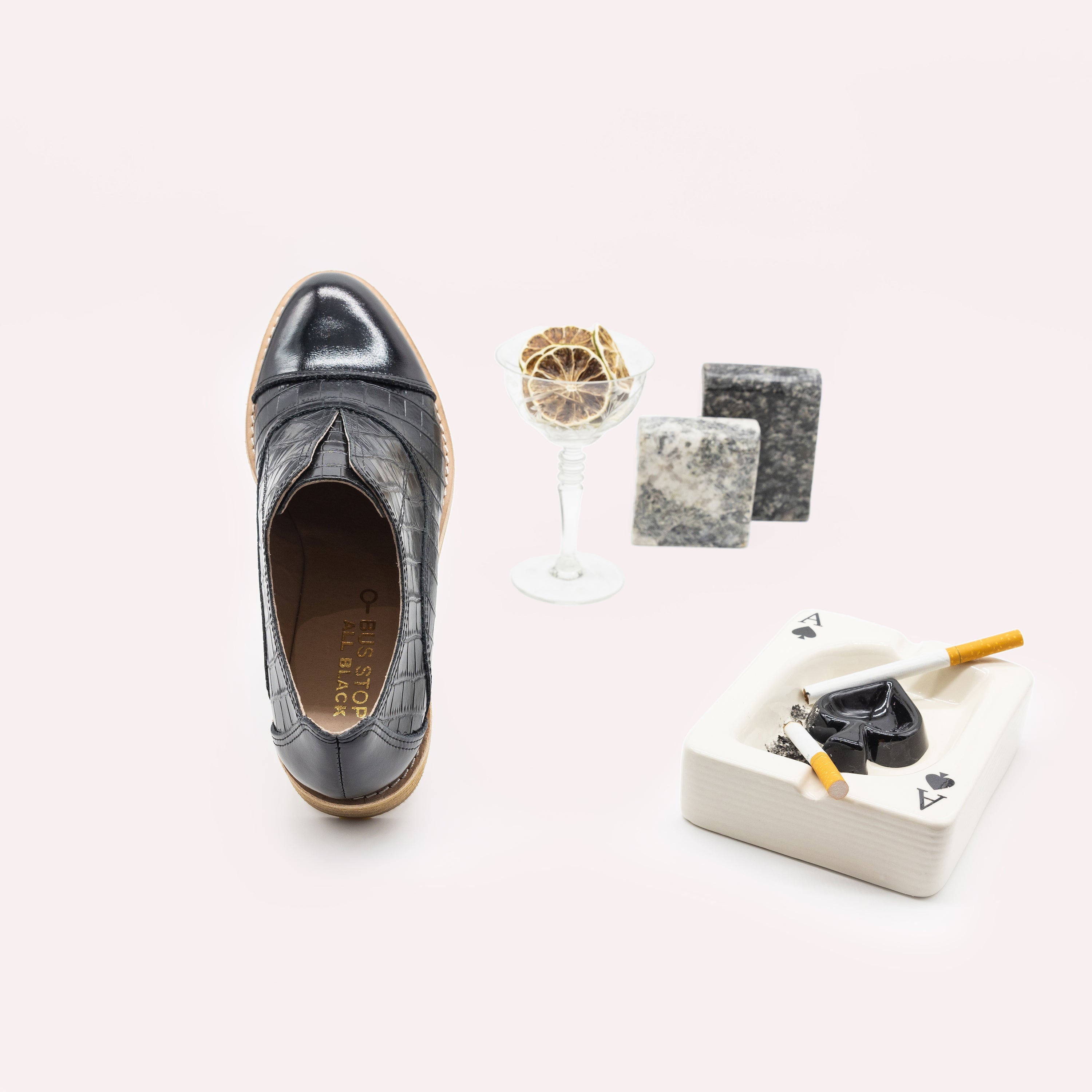 CLOSING TIME Black Leather Oxfords