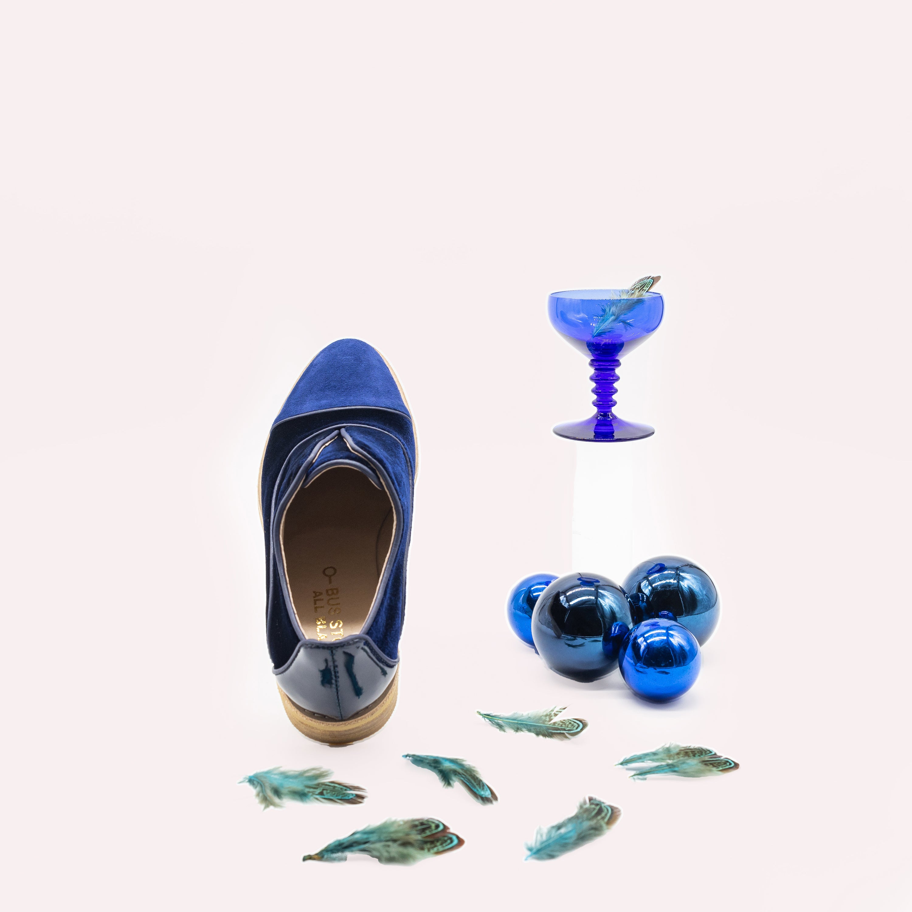 NIGHT CAP Navy Velvet Oxfords